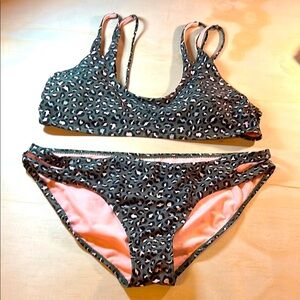 No Boundaries green and pink animal print Bikini Sz XL